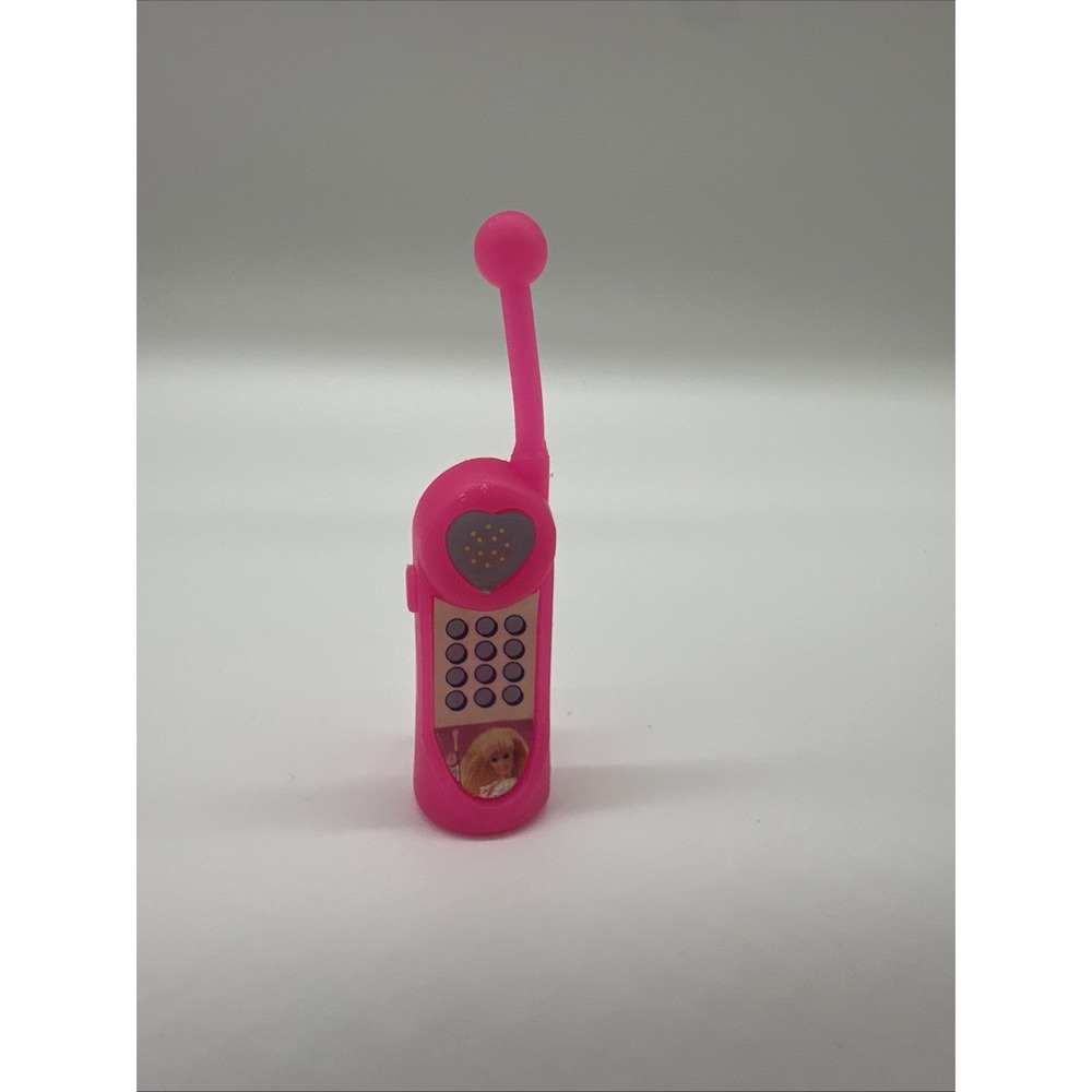 Vintage Barbie Doll Size Pink Cordless Phone With Handle 1990's Mattel